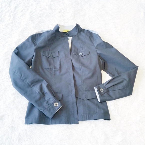 St. John Black Military Style Button Down Jacket Front Pockets SZ2 - Picture 2 of 9